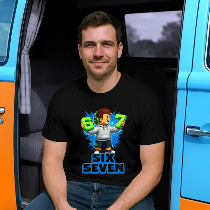 67 - Six Seven - pánske tričko s potlačou - inšpirované Roblox