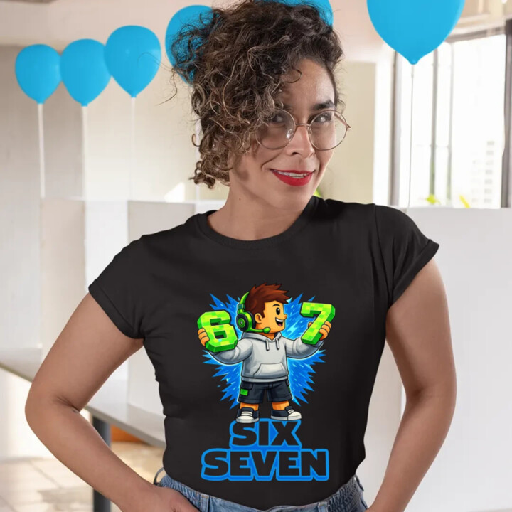 67 - Six Seven - dámske tričko s potlačou - inšpirované Roblox