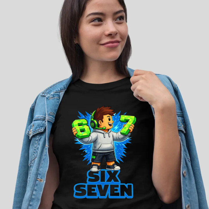 67 - Six Seven - dámske tričko s potlačou - inšpirované Roblox