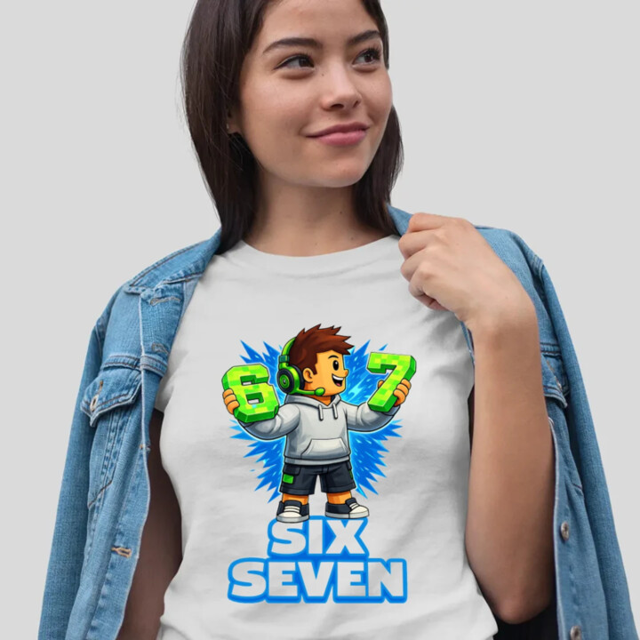 67 - Six Seven - dámske tričko s potlačou - inšpirované Roblox