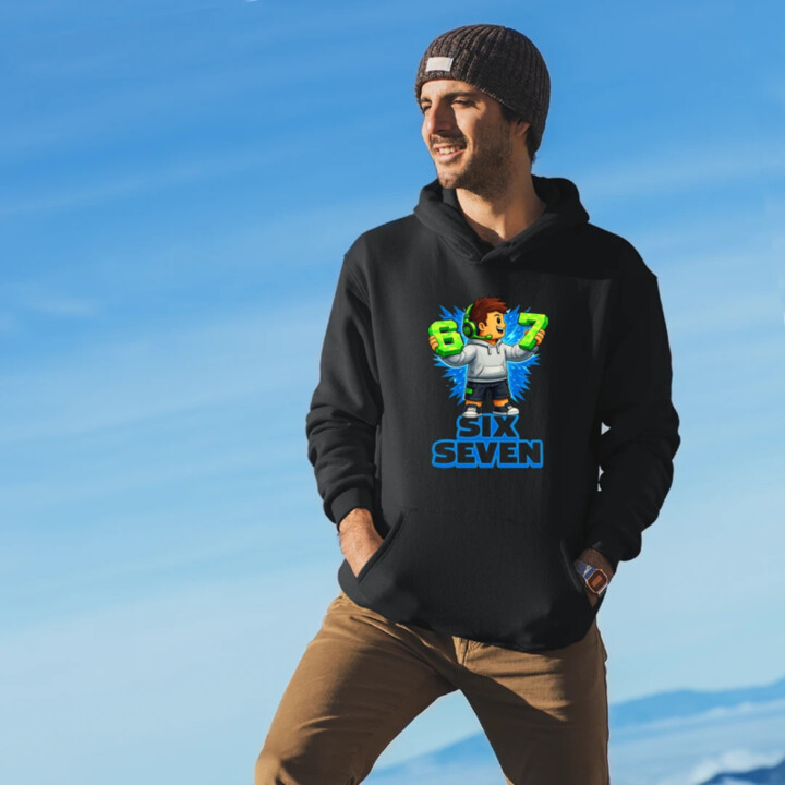 67 - Six Seven  - pánska mikina s potlačou - inšpirované Roblox