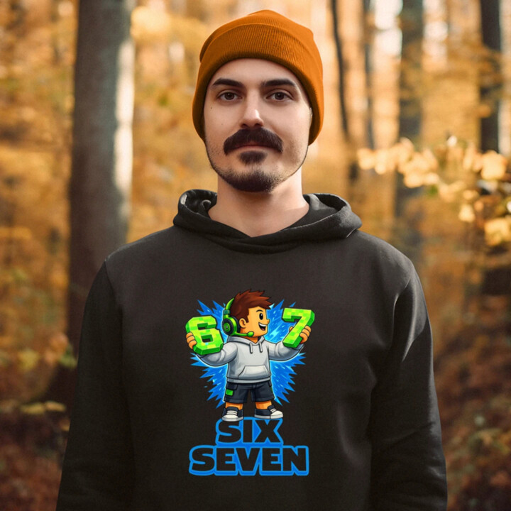 67 - Six Seven  - pánska mikina s potlačou - inšpirované Roblox