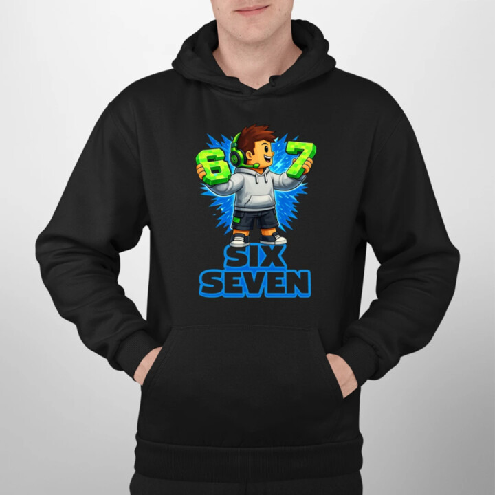 67 - Six Seven  - pánska mikina s potlačou - inšpirované Roblox