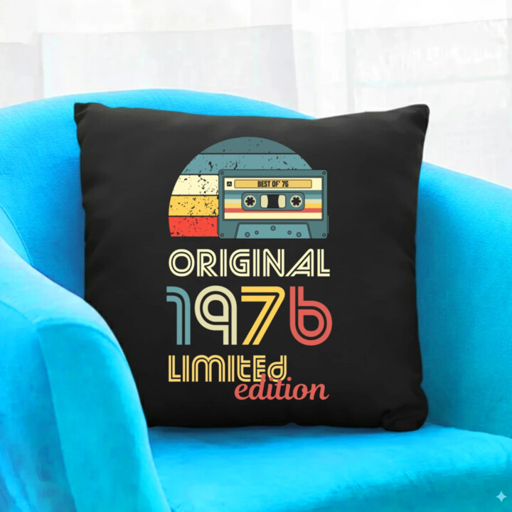 Original - best of' 1976 - čierny vankúš s potlačou