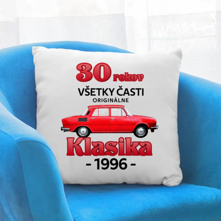 30 rokov - všetky časti originálne - Klasika 1996 - vankúš s potlačou