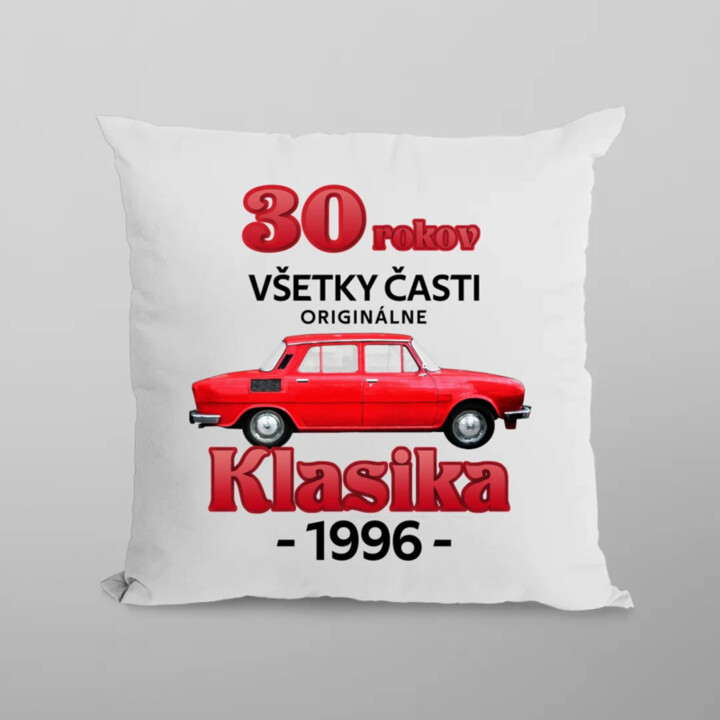 30 rokov - všetky časti originálne - Klasika 1996 - vankúš s potlačou