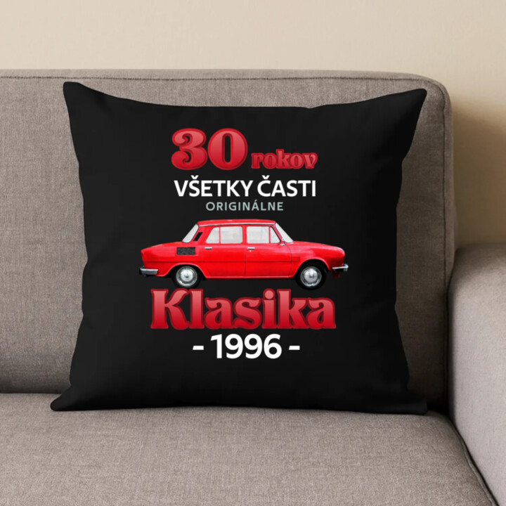 30 rokov - všetky časti originálne - Klasika 1996 - čierny vankúš s potlačou