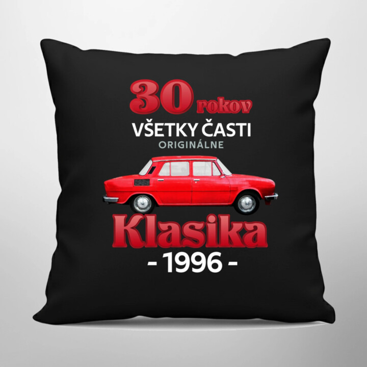 30 rokov - všetky časti originálne - Klasika 1996 - čierny vankúš s potlačou