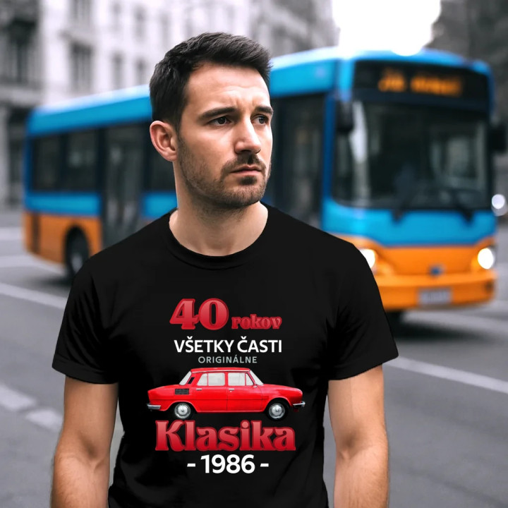 40 rokov - všetky časti originálne - Klasika 1986 - pánske tričko s potlačou