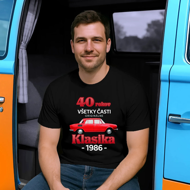 40 rokov - všetky časti originálne - Klasika 1986 - pánske tričko s potlačou