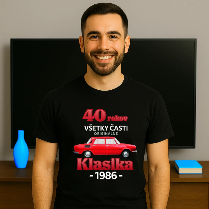 40 rokov - všetky časti originálne - Klasika 1986 - pánske tričko s potlačou