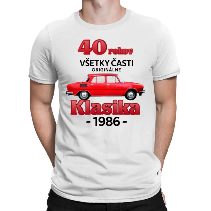 40 rokov - všetky časti originálne - Klasika 1986 - pánske tričko s potlačou