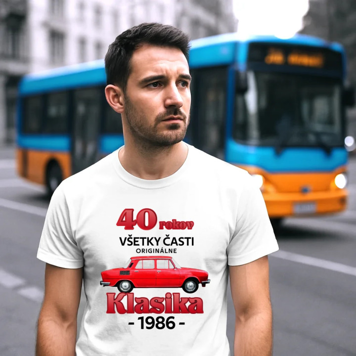 40 rokov - všetky časti originálne - Klasika 1986 - pánske tričko s potlačou