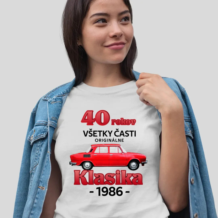 40 rokov - všetky časti originálne - Klasika 1986 - dámske tričko s potlačou
