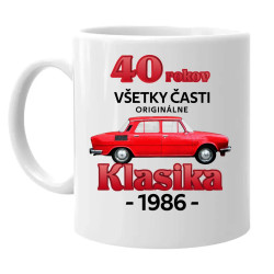 40 rokov - všetky časti originálne - Klasika 1986 - keramický hrnček s potlačou