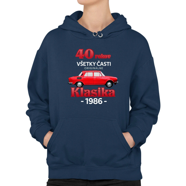 40 rokov - všetky časti originálne - Klasika 1986  - dámska mikina s potlačou