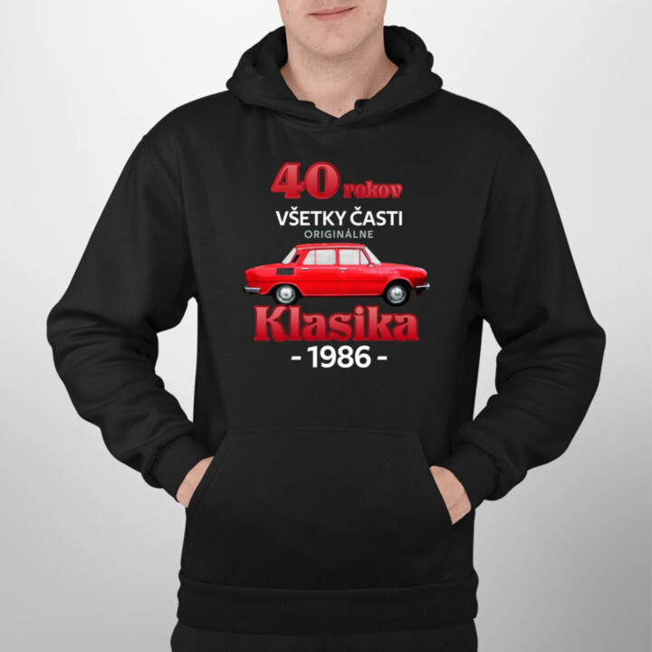40 rokov - všetky časti originálne - Klasika 1986  - pánska mikina s potlačou