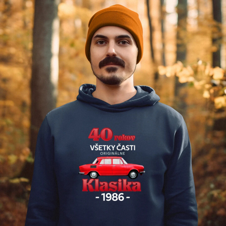 40 rokov - všetky časti originálne - Klasika 1986  - pánska mikina s potlačou