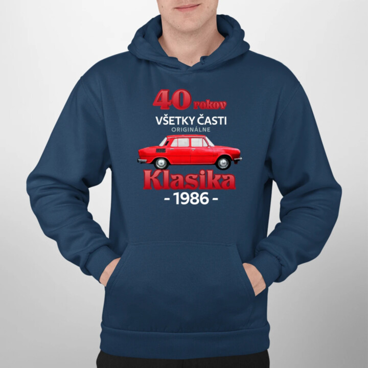 40 rokov - všetky časti originálne - Klasika 1986  - pánska mikina s potlačou