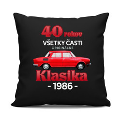 40 rokov - všetky časti originálne - Klasika 1986 - čierny vankúš s potlačou