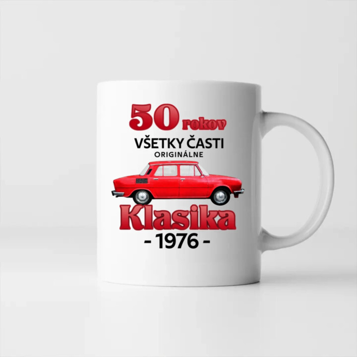 50 rokov - všetky časti originálne - Klasika 1976 - keramický hrnček s potlačou