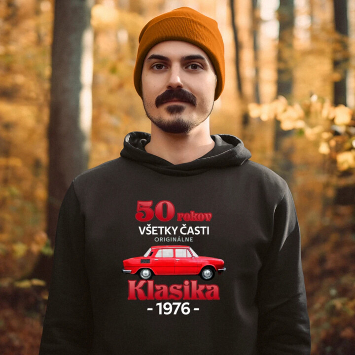 50 rokov - všetky časti originálne - Klasika 1976  - pánska mikina s potlačou