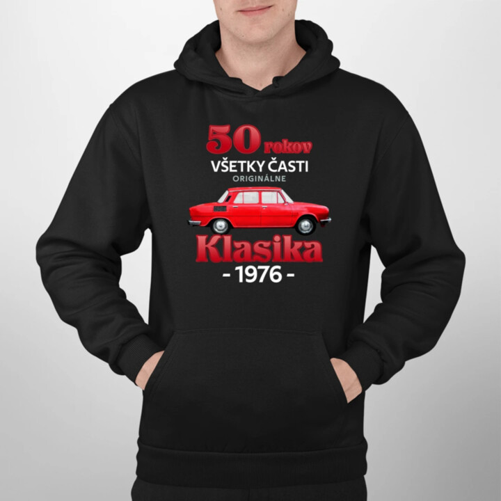 50 rokov - všetky časti originálne - Klasika 1976  - pánska mikina s potlačou