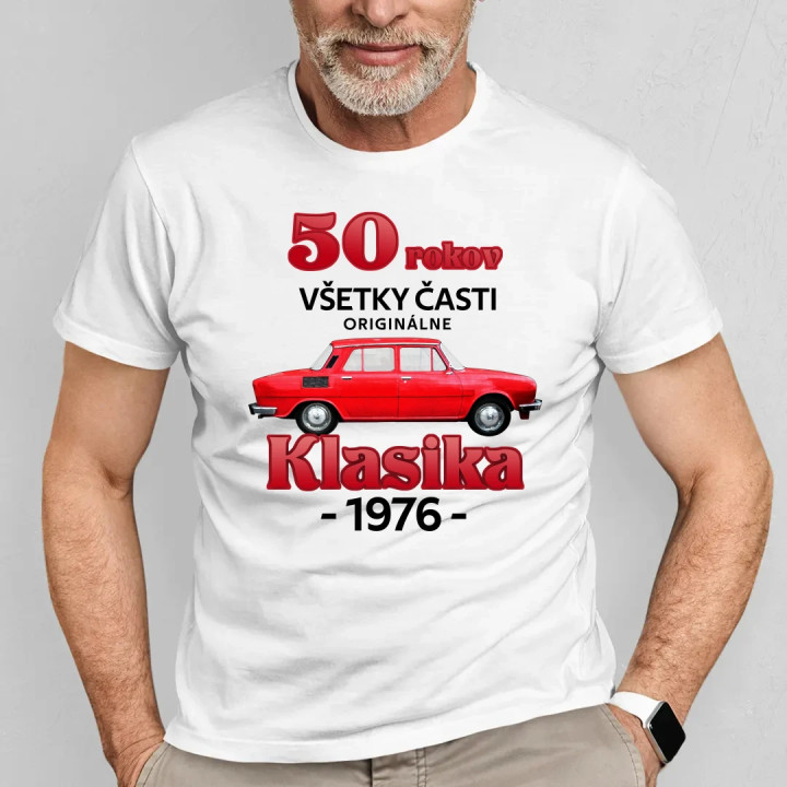 50 rokov - všetky časti originálne - Klasika 1976 - pánske tričko s potlačou