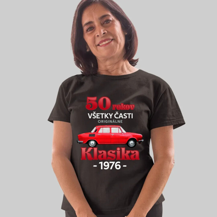 50 rokov - všetky časti originálne - Klasika 1976 - dámske tričko s potlačou