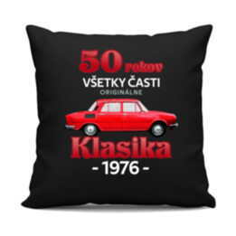 50 rokov - všetky časti originálne - Klasika 1976 - čierny vankúš s potlačou