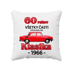 60 rokov - všetky časti originálne - Klasika 1966 - vankúš s potlačou
