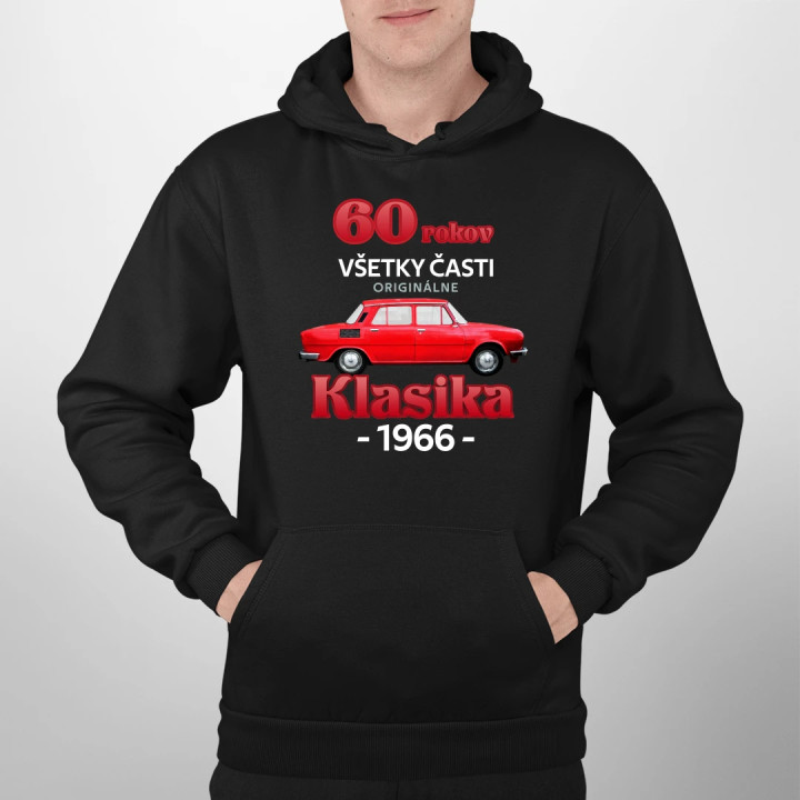 60 rokov - všetky časti originálne - Klasika 1966  - pánska mikina s potlačou