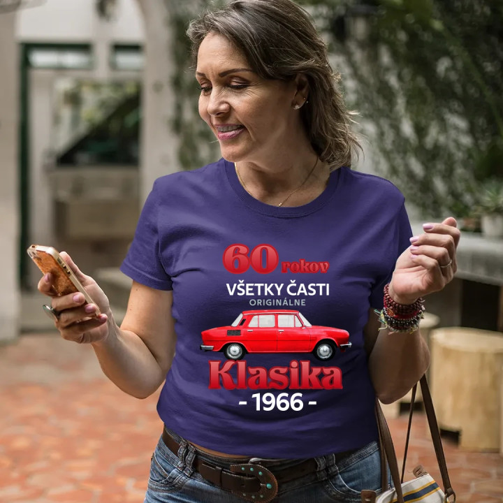 60 rokov - všetky časti originálne - Klasika 1966 - dámske tričko s potlačou