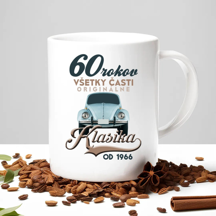 60 rokov - Klasika od roku 1966 - keramický hrnček s potlačou