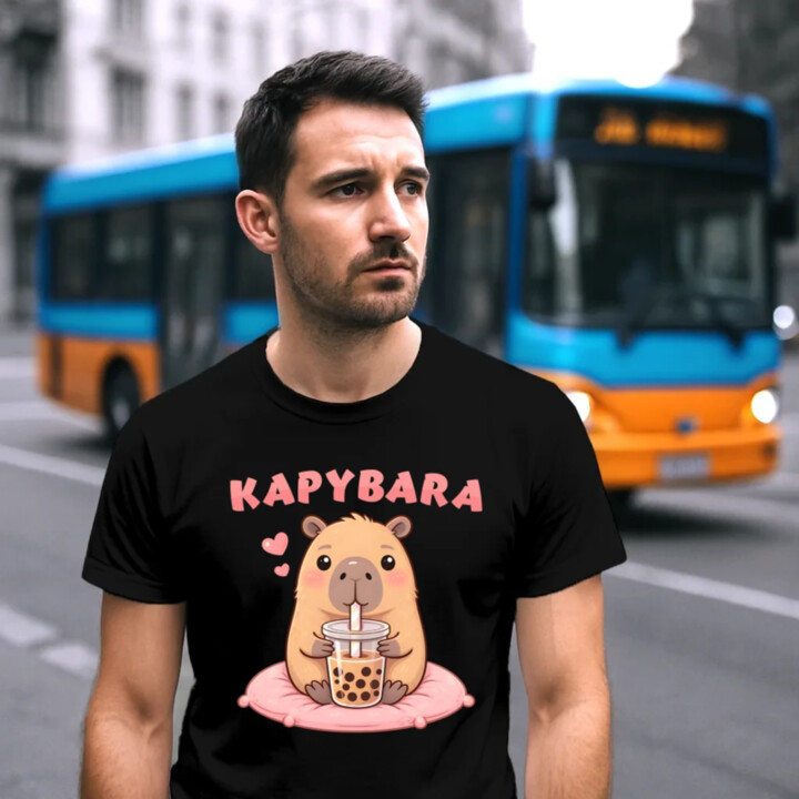 Kapybara - bubble tea - pánske tričko s potlačou