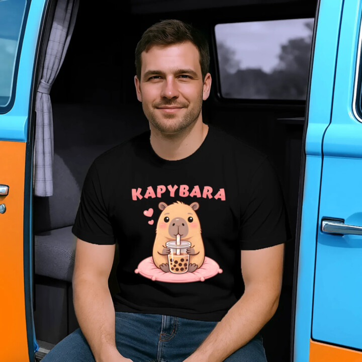 Kapybara - bubble tea - pánske tričko s potlačou