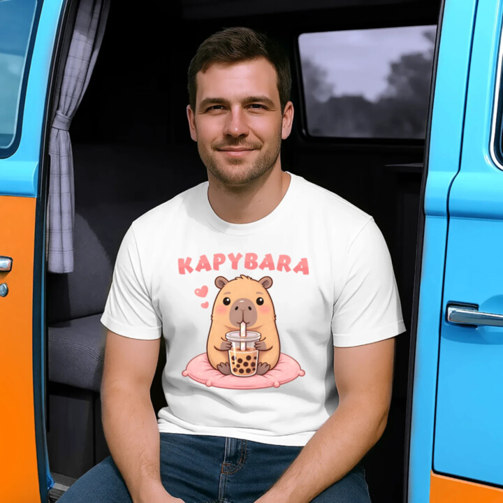 Kapybara - bubble tea - pánske tričko s potlačou