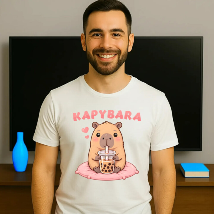 Kapybara - bubble tea - pánske tričko s potlačou