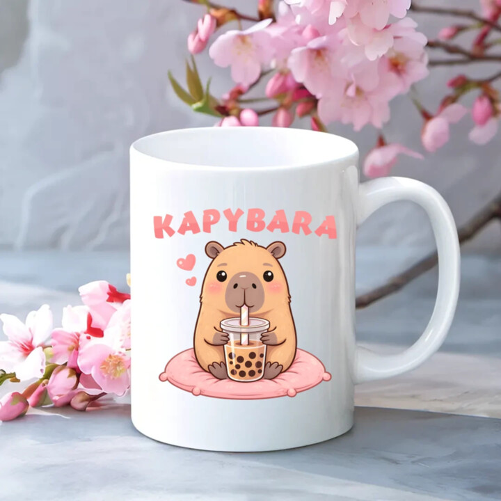 Kapybara - bubble tea - keramický hrnček s potlačou