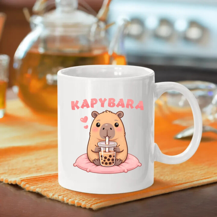 Kapybara - bubble tea - keramický hrnček s potlačou