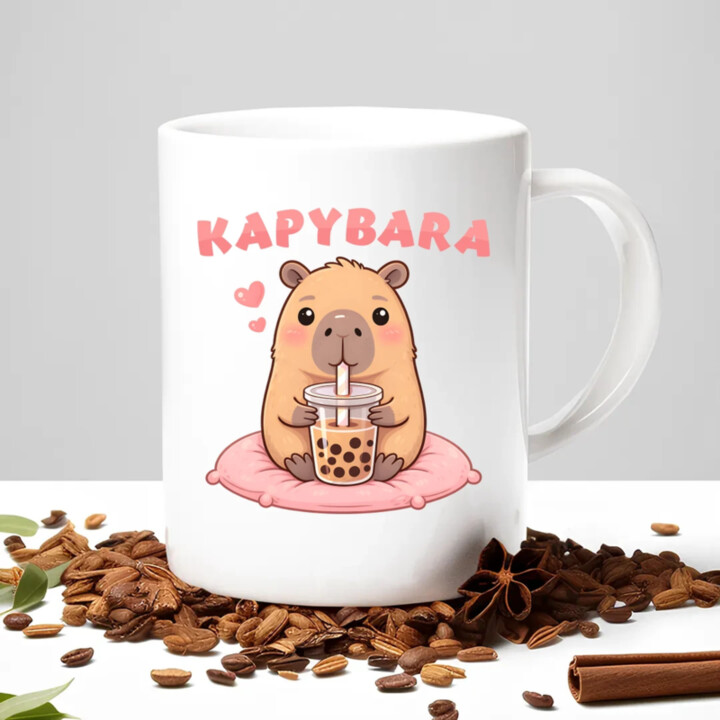 Kapybara - bubble tea - keramický hrnček s potlačou