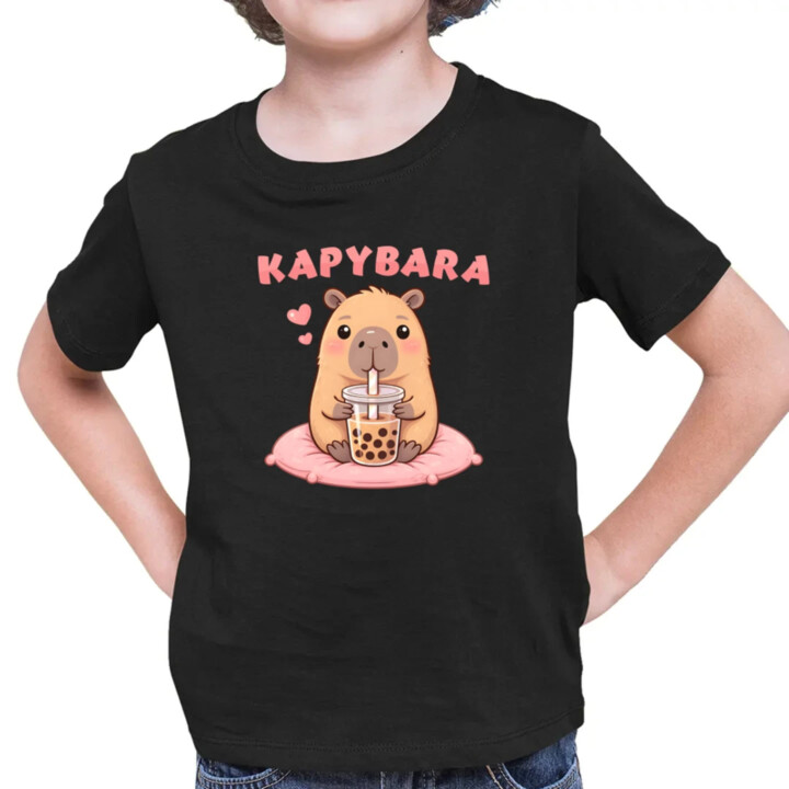Kapybara - bubble tea - detské tričko s potlačou