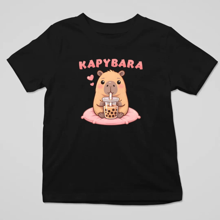 Kapybara - bubble tea - detské tričko s potlačou