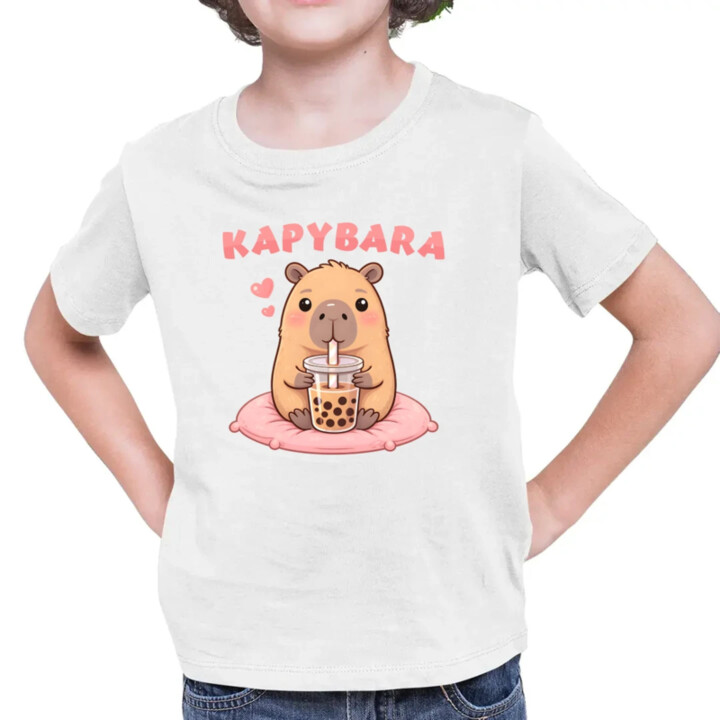 Kapybara - bubble tea - detské tričko s potlačou