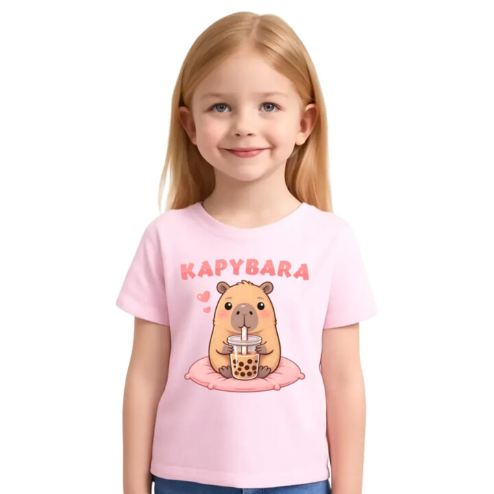 Kapybara - bubble tea - detské tričko s potlačou