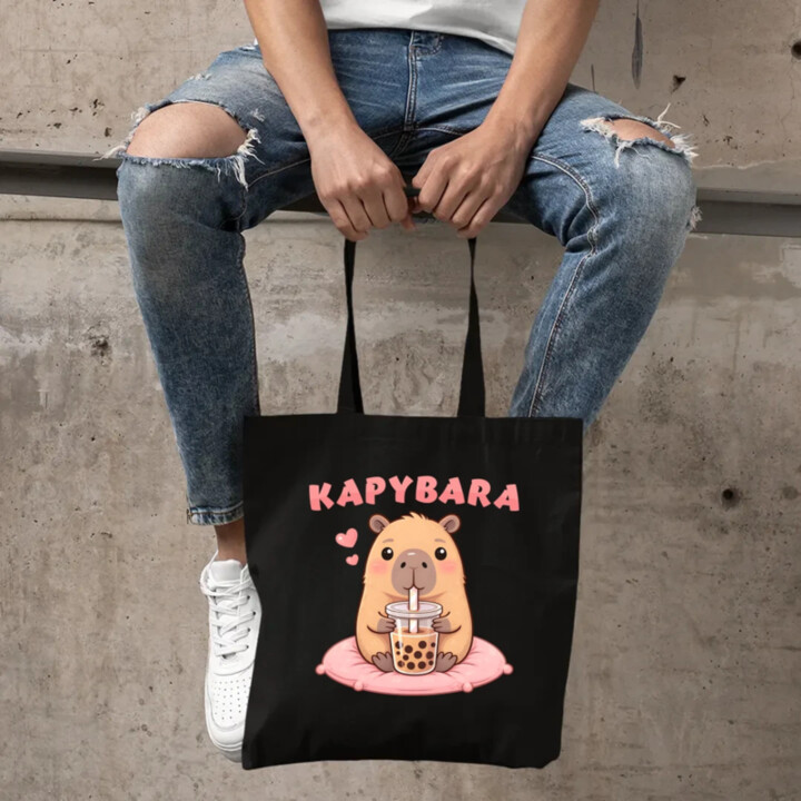 Kapybara - bubble tea - taška s potlačou