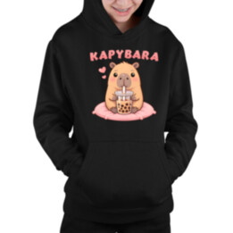 Kapybara - bubble tea - detská mikina s kapucňou