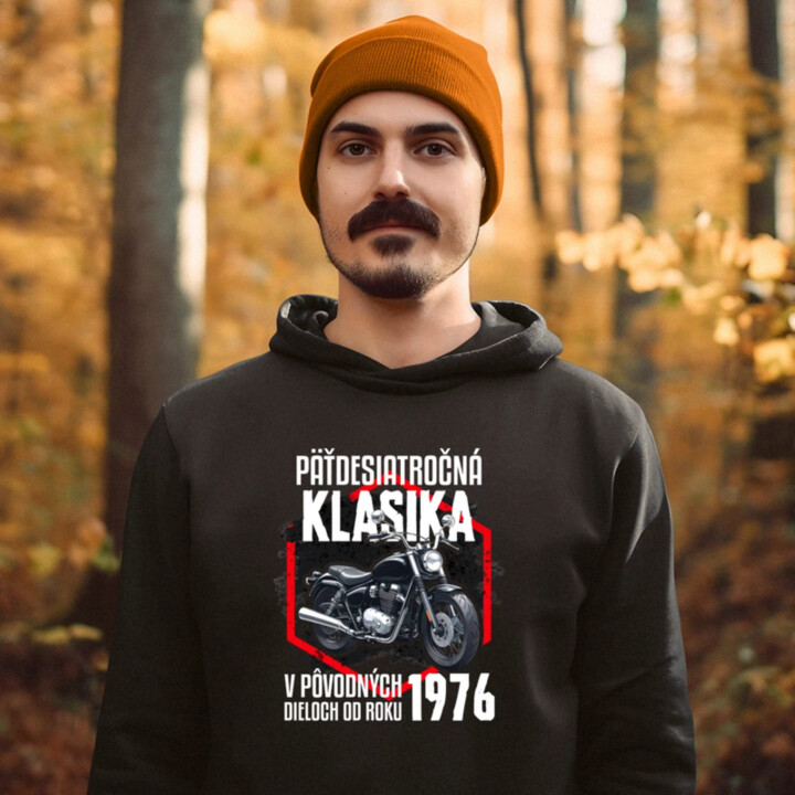 Päťdesiatročná klasika - v pôvodných dieloch od roku 1976  - pánska mikina s potlačou