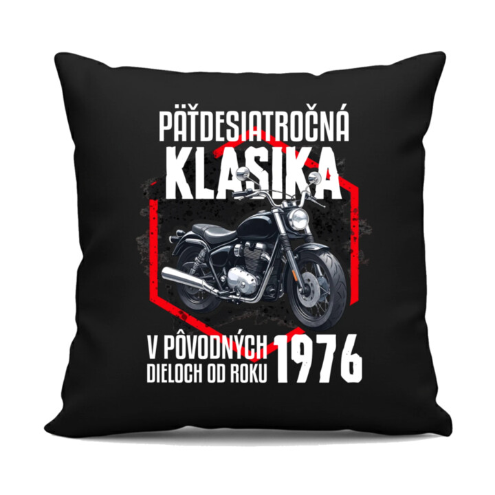 Päťdesiatročná klasika - v pôvodných dieloch od roku 1976 - čierny vankúš s potlačou