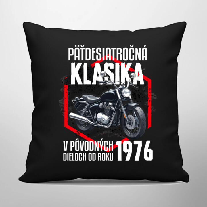 Päťdesiatročná klasika - v pôvodných dieloch od roku 1976 - čierny vankúš s potlačou
